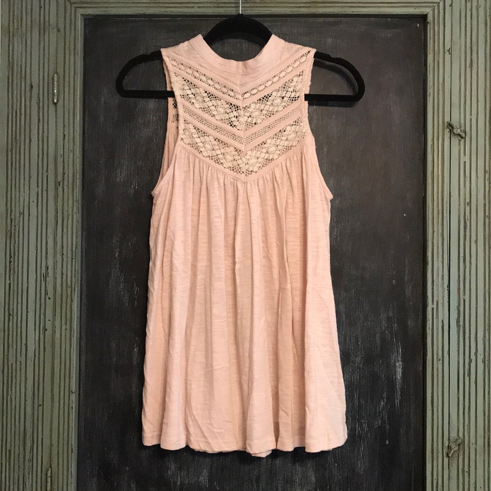 Dusty Pink Tank with Embroidered Detail